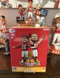 Patrick Mahomes & Travis Kelce Chiefs 3x Super Bowl Champs Dual Bobblehead FOCO