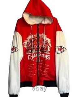 RARE Kansas City Chiefs Hoodie Zip Jacket NFL Superbowl 2020 Mahomes Kelce XL