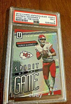 RARE Patrick Mahomes 2019 Unparalleled Spirit Of The Game PSA 9 VERY LOW POP 12