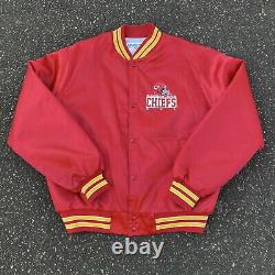 RARE Vintage Kansas City Chiefs Chalk Line Logo Screenprint Satin Jacket Men's L