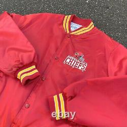 RARE Vintage Kansas City Chiefs Chalk Line Logo Screenprint Satin Jacket Men's L