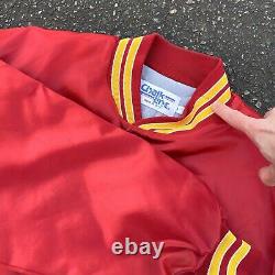 RARE Vintage Kansas City Chiefs Chalk Line Logo Screenprint Satin Jacket Men's L