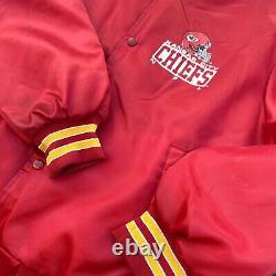 RARE Vintage Kansas City Chiefs Chalk Line Logo Screenprint Satin Jacket Men's L