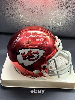 Rare! LEN DAWSON SIGNED CRHOME Super Bowl MINI HELMET KANSAS CITY CHIEFS JSA