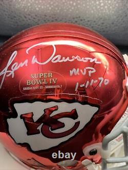 Rare! LEN DAWSON SIGNED CRHOME Super Bowl MINI HELMET KANSAS CITY CHIEFS JSA