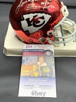 Rare! LEN DAWSON SIGNED CRHOME Super Bowl MINI HELMET KANSAS CITY CHIEFS JSA