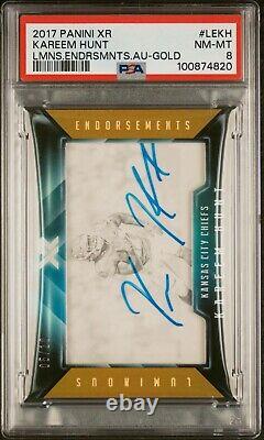 SUPER BOWL Kareem Hunt GOLD /10 RC? On Card Auto RC 2017 Panini JUST GRADED