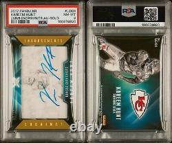 SUPER BOWL Kareem Hunt GOLD /10 RC? On Card Auto RC 2017 Panini JUST GRADED