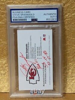 Steve Spagnuolo Autograph Kansas City Chiefs PSA Signed Business Card Super Bowl
