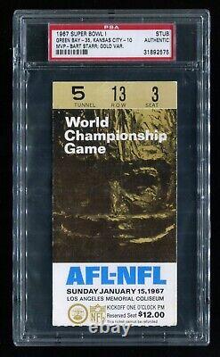 Super Bowl 1 I PSA Ticket 1967 Green Bay Packers Kansas City Chiefs Gold Var