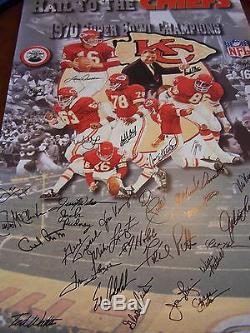 Super Bowl IV Kansas City Chiefs Signed 24x36 Art Print Stram Dawson Ap #ed