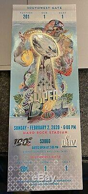 Super Bowl LIV 2020 Miami Ticket Stub Chiefs 49ers Mahommes