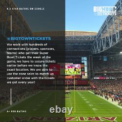 Super Bowl LIV 57 1-4 Upper Side Line Tickets Chiefs 49ers Bengals Eagles