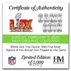 Super Bowl LIX NFL 1 oz Silver Flip Coin Chiefs vs Eagles