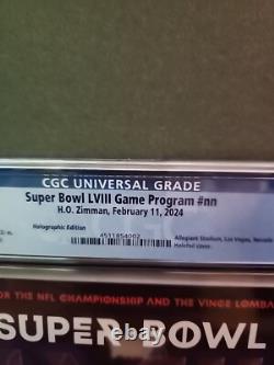 Super Bowl LVIII 58 Official CGC Graded 9.6 Holographic Game Program- KC CHIEFS