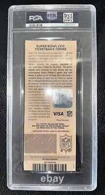Super Bowl LVIII 58 Ticket Chiefs 49ers Mahomes Kelce GEM MINT PSA 10