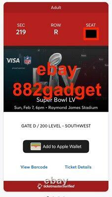 Super Bowl LV 55 Tickets Up To 2 Tickets Section 219 Chiefs Bucs 1 or 2 Tickets