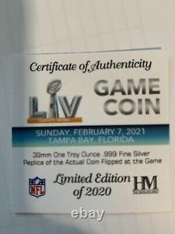 Super Bowl LV NFL 1 oz Silver Flip Coin Buccaneers vs. Chiefs Low Mintage 2020
