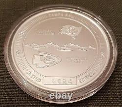 Super Bowl LV NFL. 999 1 oz Silver Flip Coin Buccaneers vs. Chiefs Large (39mm)