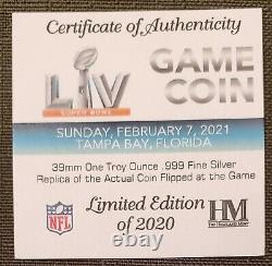 Super Bowl LV NFL. 999 1 oz Silver Flip Coin Buccaneers vs. Chiefs Large (39mm)