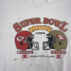 Super Bowl XXVIII Kansas City Chiefs 49ers Misprint 1994 Vintage Sz XL