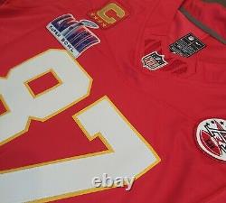 Travis Kelce #87 Chiefs Stitched Home Red F. U. S. E. SB LVIII Jersey withC Patch