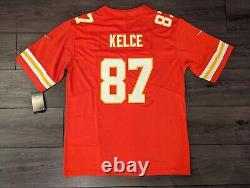 Travis Kelce #87 Kansas City Chiefs Red Super Bowl Captain Jersey Swift Large