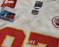 Travis Kelce #87 Kansas City Chiefs Stitched White SBLVII C Patch Game Jersey