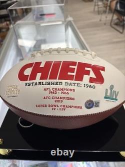 Travis Kelce Autographed KC Chiefs Super Bowl LIV White Logo Football with Case