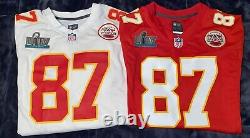 Travis Kelce Chiefs Super Bowl 54 LIV Patch Game Jersey Red White M, L, 2X
