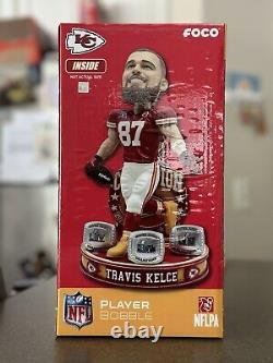 Travis Kelce Kansas City Chiefs 3x Super Bowl LVIII Champs Bobblehead FOCO NEW