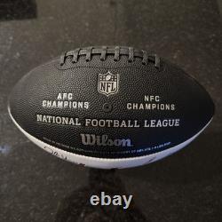 Travis Kelce? Kansas City Chiefs MULTI Signed Super Bowl 59 Ball-Carson Wentz