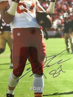 Travis Kelce Signed Kansas City Chiefs 11x14 Photo Super Bowl LIV CHAMPS PROOF