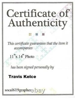 Travis Kelce Signed Kansas City Chiefs 11x14 Photo Super Bowl LIV CHAMPS PROOF