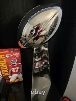 Travis Kelce Signed Super Bowl LIV Lombardi Trophy Exact Replica Beckett