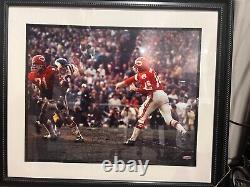 Tristar Len Dawson Signed 16 x 20 Photo Framed withSuper Bowl IV Inscr CHIEFS