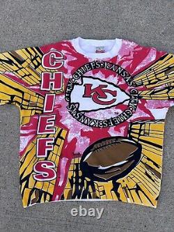 VTG 1994 Kansas City Chiefs Magic Johnson T's AOP Crewneck Sweatshirt XL Rare