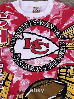 VTG 1994 Kansas City Chiefs Magic Johnson T's AOP Crewneck Sweatshirt XL Rare
