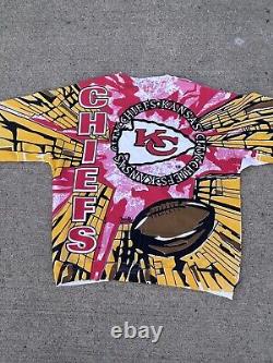 VTG 1994 Kansas City Chiefs Magic Johnson T's AOP Crewneck Sweatshirt XL Rare