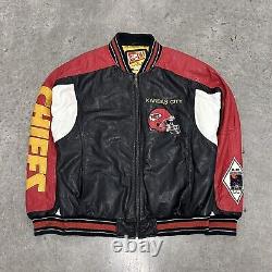 VTG 90s KANSAS CITY CHIEFS Leather Jacket G-III Carl Banks XL NFL SUPER BOWLx 2
