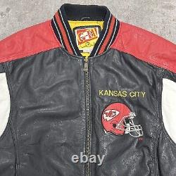 VTG 90s KANSAS CITY CHIEFS Leather Jacket G-III Carl Banks XL NFL SUPER BOWLx 2