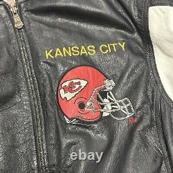 VTG 90s KANSAS CITY CHIEFS Leather Jacket G-III Carl Banks XL NFL SUPER BOWLx 2