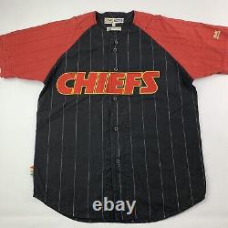 VTG 90s Mirage Kansas City Chiefs Baseball Jersey Button Shirt Pinstripes Large