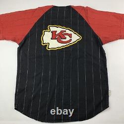 VTG 90s Mirage Kansas City Chiefs Baseball Jersey Button Shirt Pinstripes Large