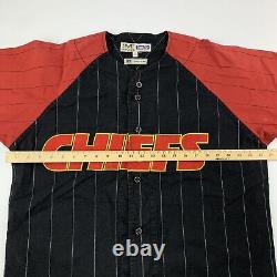 VTG 90s Mirage Kansas City Chiefs Baseball Jersey Button Shirt Pinstripes Large