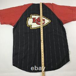 VTG 90s Mirage Kansas City Chiefs Baseball Jersey Button Shirt Pinstripes Large