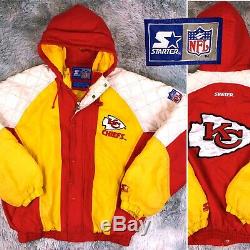 Vintage 90s STARTER NFL Kansas City CHIEFS Super Bowl Champions Puffer Jacket XL