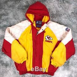 Vintage 90s STARTER NFL Kansas City CHIEFS Super Bowl Champions Puffer Jacket XL