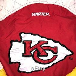 Vintage 90s STARTER NFL Kansas City CHIEFS Super Bowl Champions Puffer Jacket XL