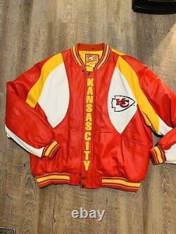 Vintage KANSAS CITY CHIEFS Leather Jacket G-3 Carl Banks 3xl NFL SUPER BOWL